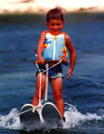 Boy waterskiing