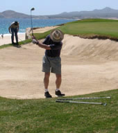 Dr Parr in sand trap